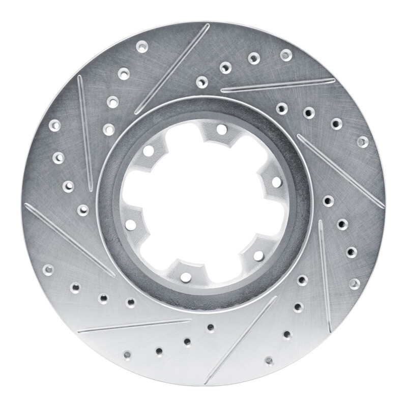 Infiniti QX4 Brake Rotor (1) - Front Right - R1 Concepts - Drilled & Slotted - Silver - `96-`04